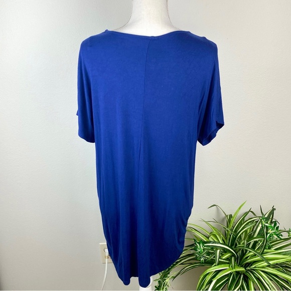 Plus Size 1X Blue Embellished Scoop Neck Ruch Sides Faded Glory EUC - Picture 4 of 9